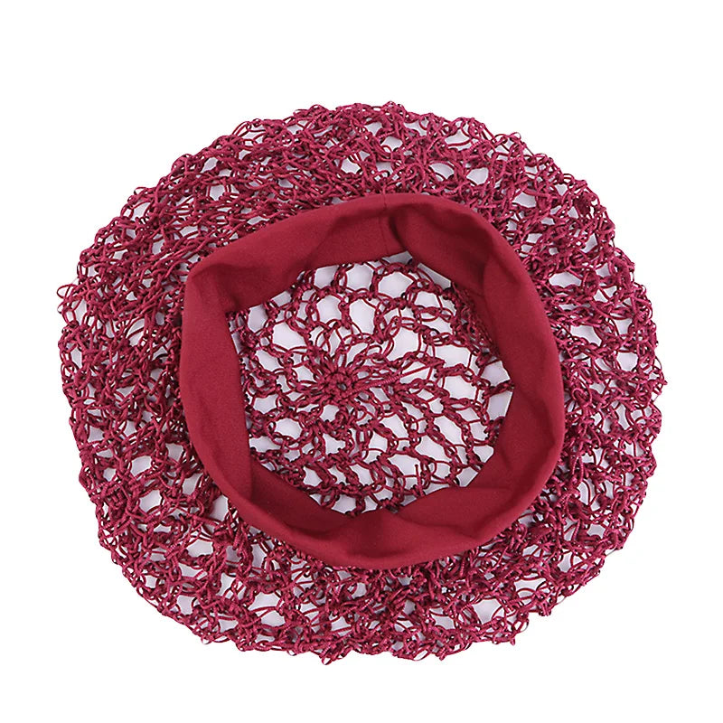 Women Stretchy Wide Band Crochet Hair Snood Mesh  Net Wig Cap Head Cover Care Nightcap Pocket Wrap Dreadlock Headwear