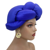Exaggerated Big Braid Head Band African Raw Silk Turban Cap for Women Nigeria Wedding Party Headpiece Female Headband
