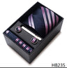 65 Colors Fashion Tie Handkerchief Set Tie Clip Necktie Box Man's Shirt Dark Red  Accessories Men Wedding Holiday  Gift