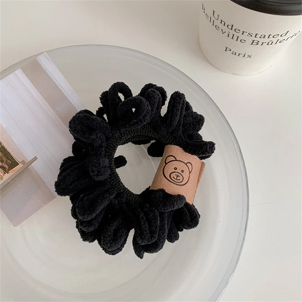 New Plush Elastics Hair Ties Little Bear Hair Rope for Girl No Hurt Hair Ponytail Hair Ring Hair Accessories for Women in Winter