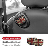 Leather Car Rear Seat Back Handle Decal Cover Protective Sticker For Mini Cooper R56 R55 F56 F57 Interior Decorative Accessories
