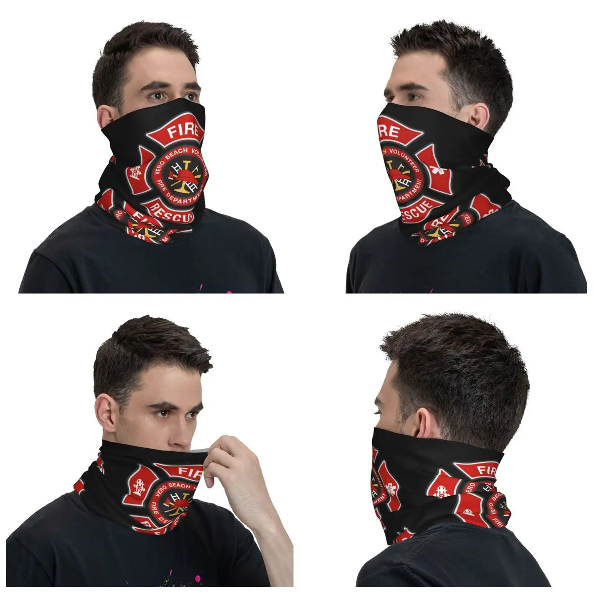 Fire Rescue Firefighter Winter Headband Neck Warmer Women Men Ski Hunting Tube Scarf Face Bandana Gaiter