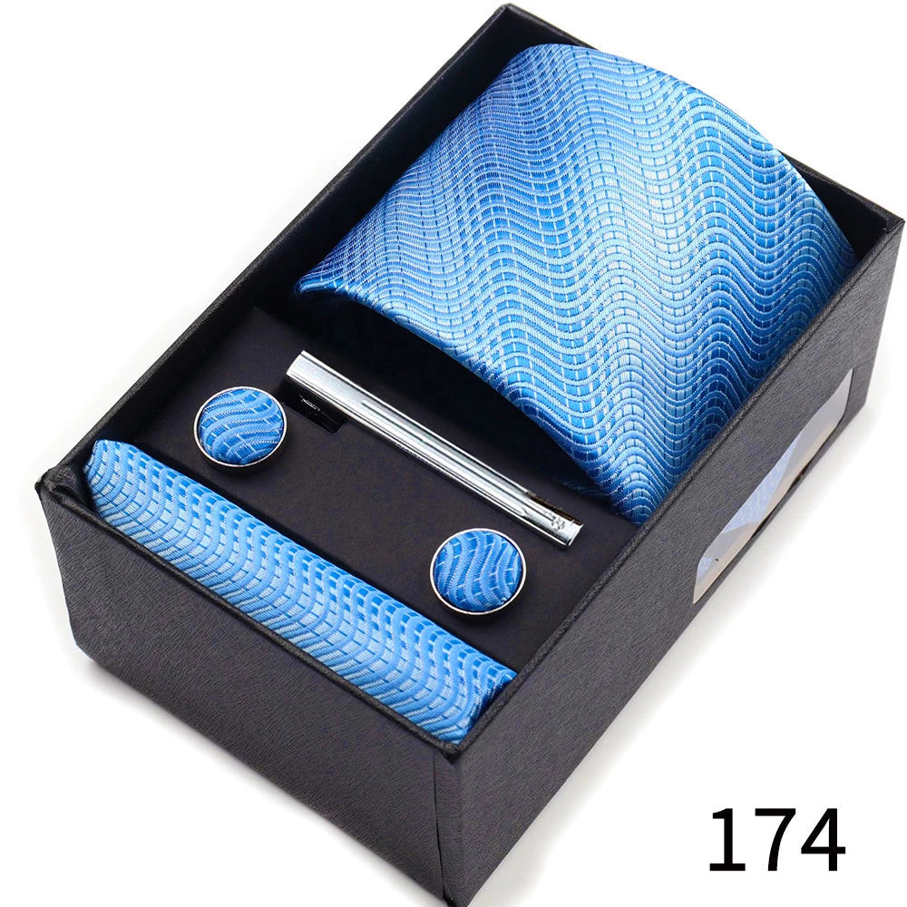 Men's Tie Gift Box With Neckties Handkerchiefs Cufflinks Tie Clips 6-Piece sets Group Business Wedding Festival Formal Ties