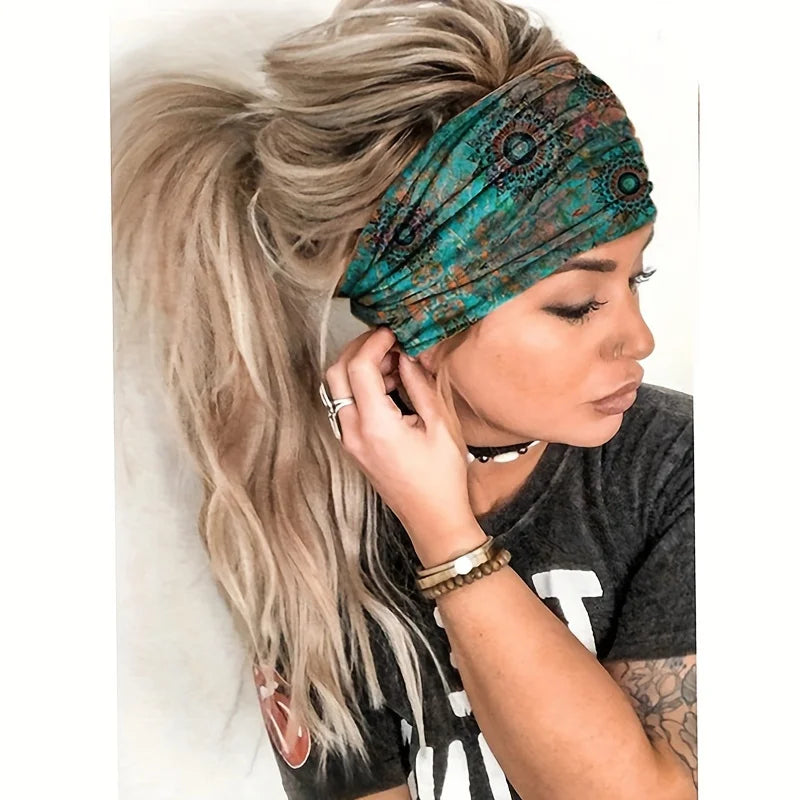 Bohemian Hair Bands in Europe and America, Dotted with Datura Flowers, Elastic and Sweat Absorbent, and Fashionable Headdrdresse