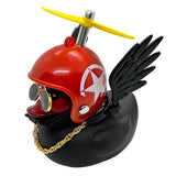 Rubber Duck Toy Car Ornaments Yellow Duck Car Dashboard Decorations Motor Accessories Yellow Duck Ornaments with Helmet for Bike