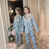 Women's Pajamas Set V-Neck Button down Top and Trousers Sleepwear Homewear Casual Nightwear Loungewear Autumn Winter Two-Piece