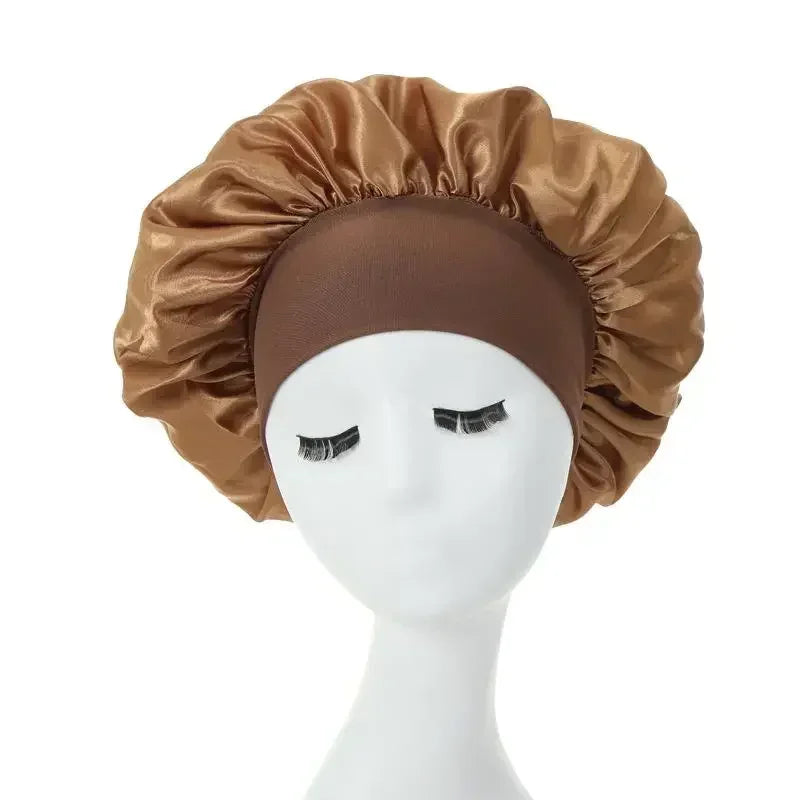 1PC Satin Sleeping Hat Night Sleep Hair Care Bonnet Nightcap Extra Satin Silky Shower Caps Sleep Cap with Premium Elastic Band