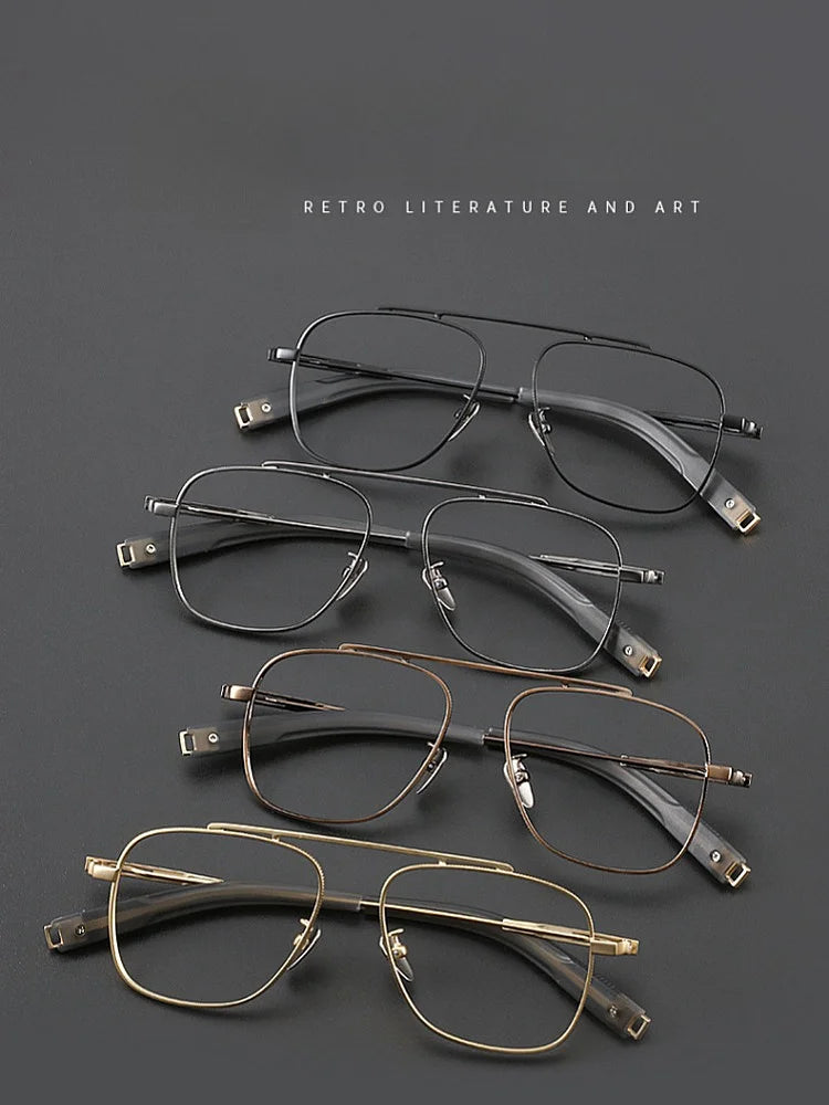 Titanium Double Beam Men's Glasses Frame Fashion Light Luxury Women's Glasses Frame Retro Optical Prescription Glasses Fram 105