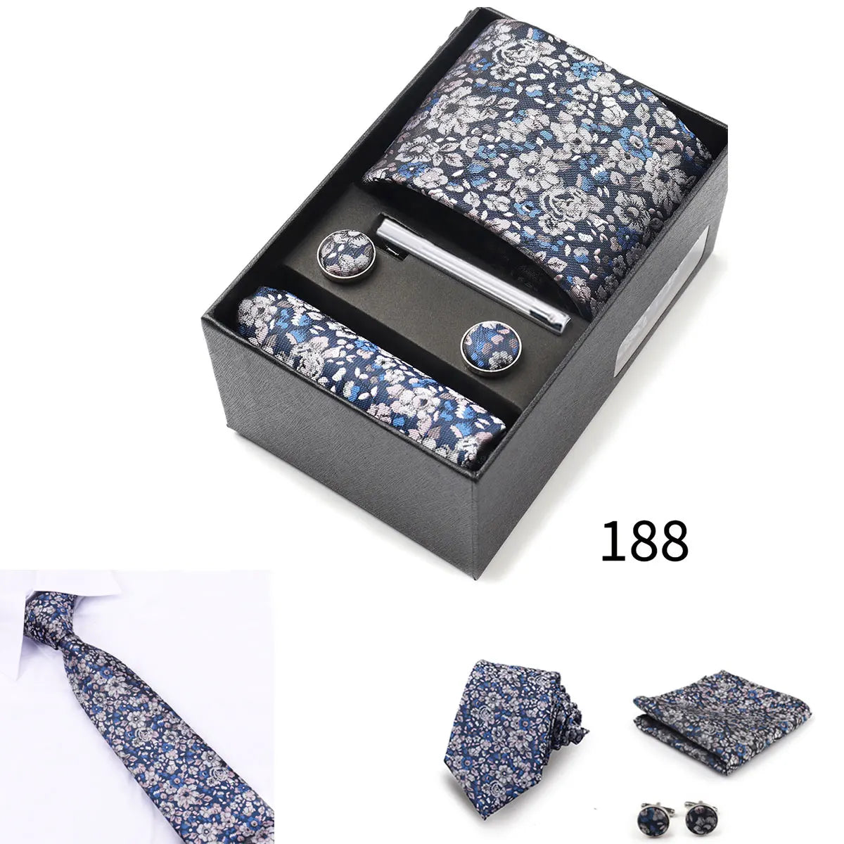 Men's Tie Gift Box With Neckties Handkerchiefs Cufflinks Tie Clips 6-Piece sets Group Business Wedding Festival Formal Ties