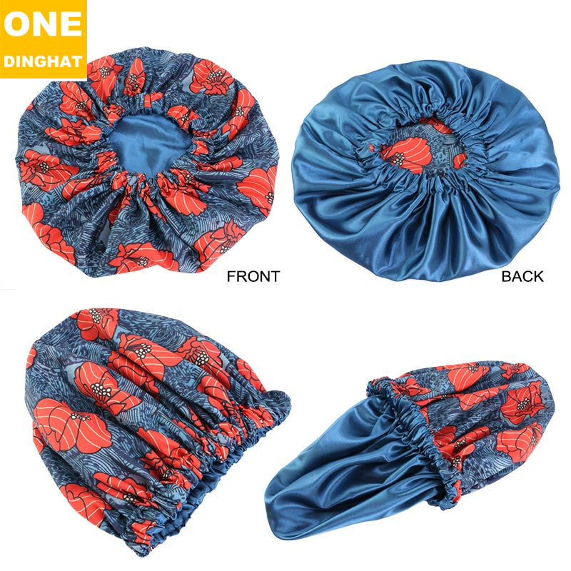 2020 New No. plus-Sized African Printing round Cap Double-Layer Satin Lining Wide Edge Nightcap Chemotherapy Hat