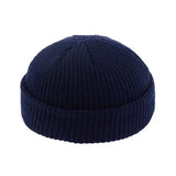 Unisex Autumn Warm Cap New Fashion Men's Beanie Winter Knit Hat Boy Skullcap Sailor Cap Cuffs Retro Navy Short Hat Solid Color