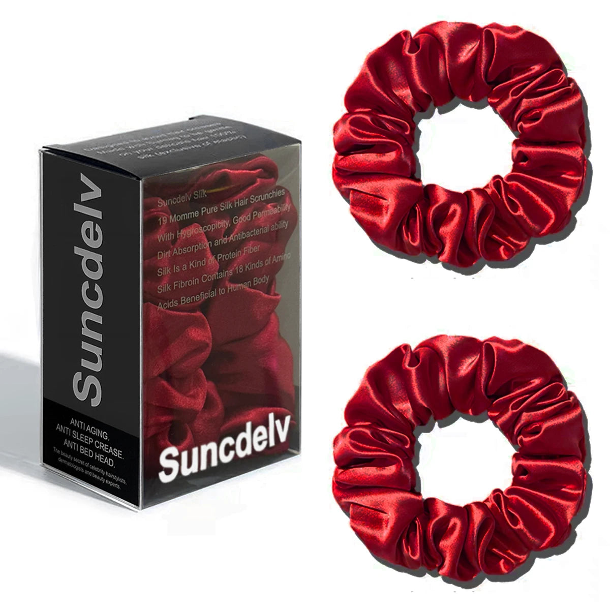 2PCS 3.5CM Mulberry Silk Scrunchies Women Grils Hair Ties for Hair Sleep No Damage Hairband Curly Hair Elastics Ponytail Holder