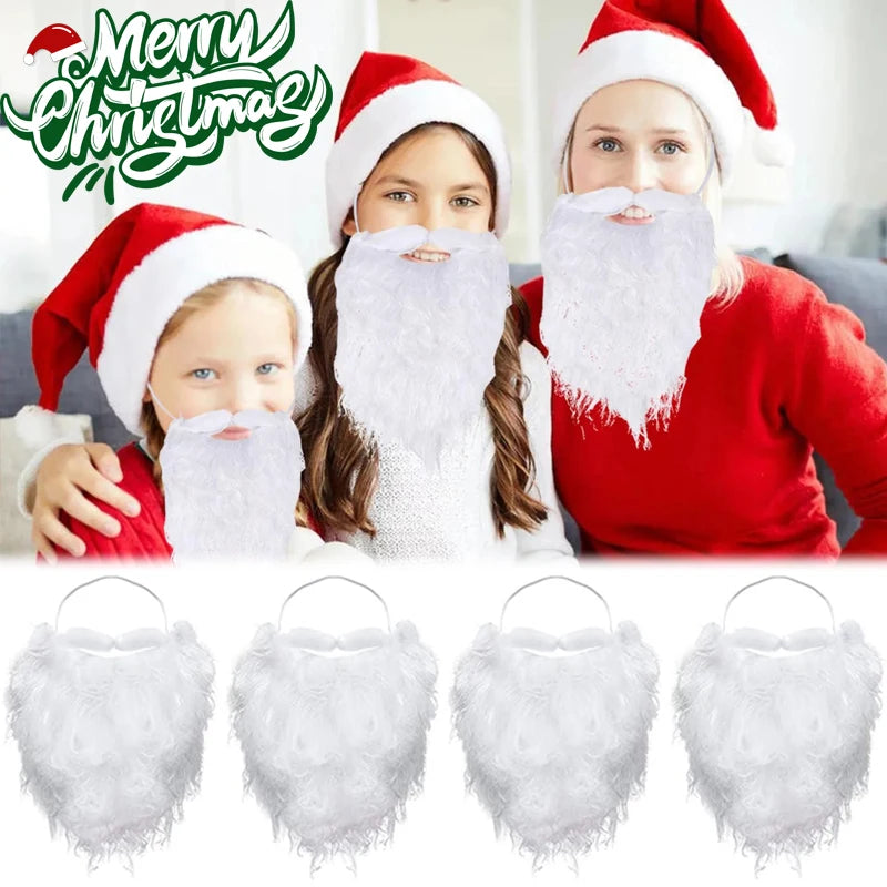 Funny Santa Beard Costume White Beard Christmas Santa Claus Beard Costume Accessories for Boys and Adults Disguise Santa