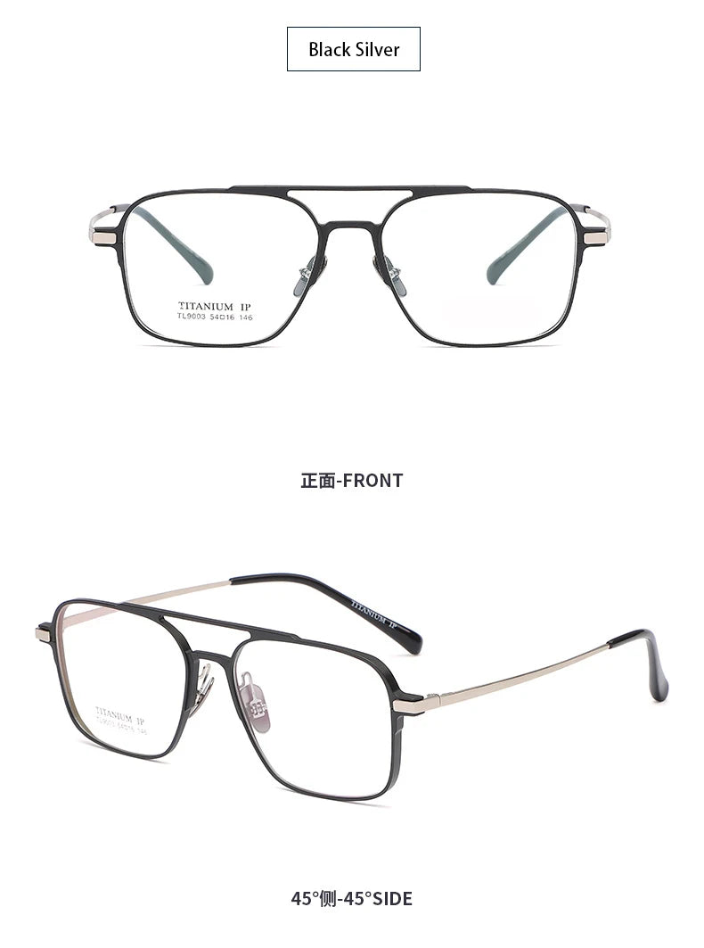 Light Pure Titanium Frames Retro Polygon Spectacle Pilot Ultra Double Bridge Customized Optical Prescription Eyeglasses Man