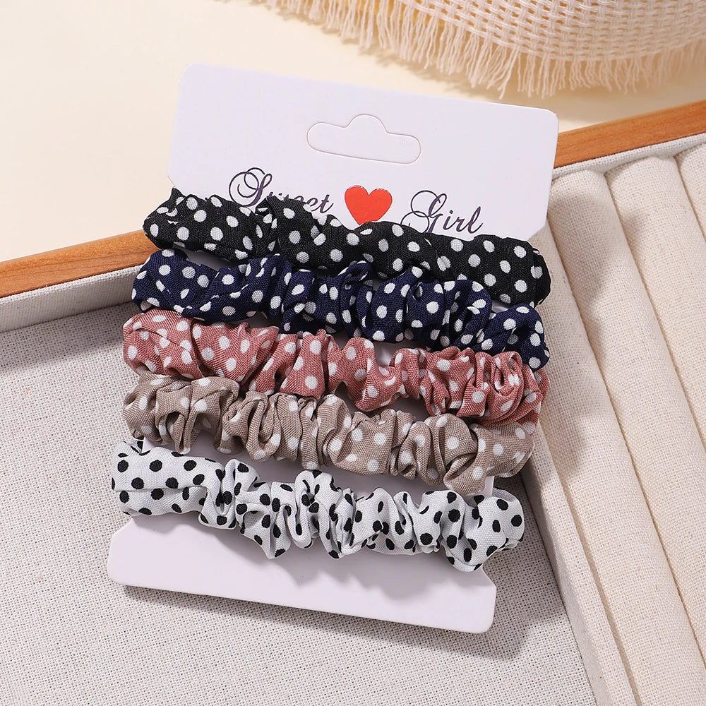5Pcs/Set Simple Solid Color Elastics Hair Ties for Women Thick Hair Soft No Hurt Hair Ponytail Holder Hair Rope Hair Accessories