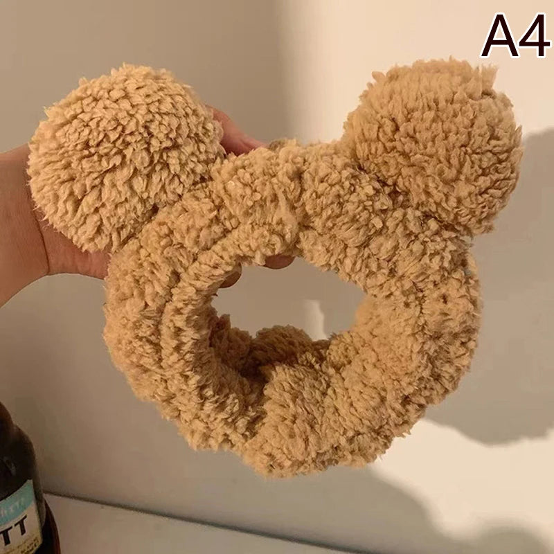 Wide Hairband Headpiece Cute Bear Ears Plush Face Wash Make-up Hair Band Wide Edge Hair Band Headdress