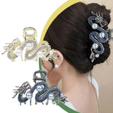 Blue Dragon Hairpin With Pearl Hair Claw Women Simple Hair Claw Hairpin Shark Clip Fashion Temperament Simple Hair Accessories