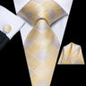 Hi-Tie Solid Champagne Ivory Floral Design Silk Wedding Tie For Men Quality Hanky Cufflink Fashion Nicktie Business Dropshipping