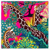 POBING Manual Hand Rolled Twill Silk Scarf Women Three Giraffes Square Scarves Echarpes Foulards Femme Wrap Bandana Hijab 90CM