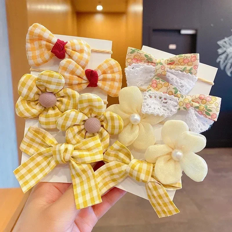 10 Pcs/Set New Baby Girl Cute Colors Flower Hair Bands Ponytail Holder Chilren Soft Scrunchies Rubber Kids Hair Accessories
