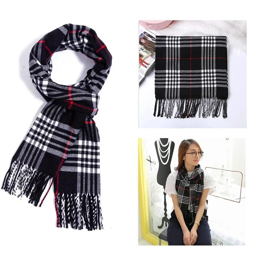 Winter Warm British Style Plaid Shawl Scarf Luxury Women Men Warm Tassel Long Shawl Pashmina Blanket Accessories Gift For Friend