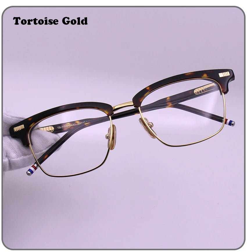 Men Square Business Titanium Acetate Glasses Frame Fashion Brand Designer Ultra-light Eyeglasses TB711 Sun Sunglasses Glasses