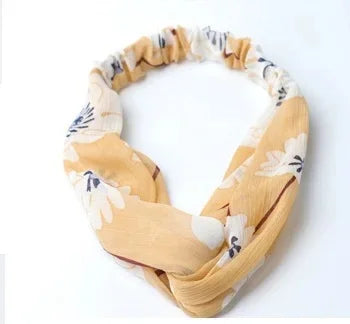 Clearance Fresh Colorful Turban Headbands Women Spring Summer Chiffon Headband Head Wrap Wide Lattice Hairband Hair Accessories