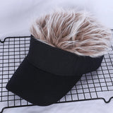 Men Women Casual Concise Sunshade Adjustable Sun Visor Baseball Cap with Spiked Hairs Wig Baseball Hat with Spiked Wigs