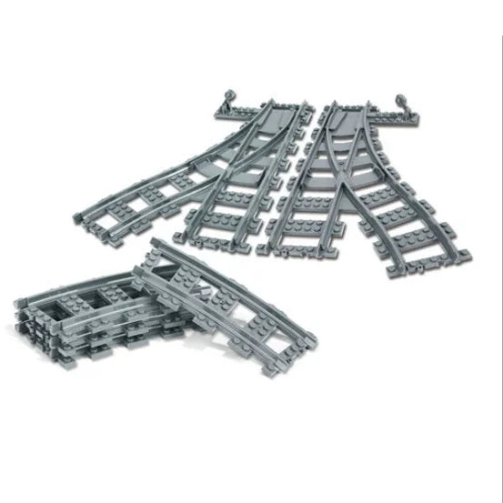Straight train tracks Curved accessories car blocks Building Sets DIY 10-100 pcs kids toys moc bricks City switch rail crossing