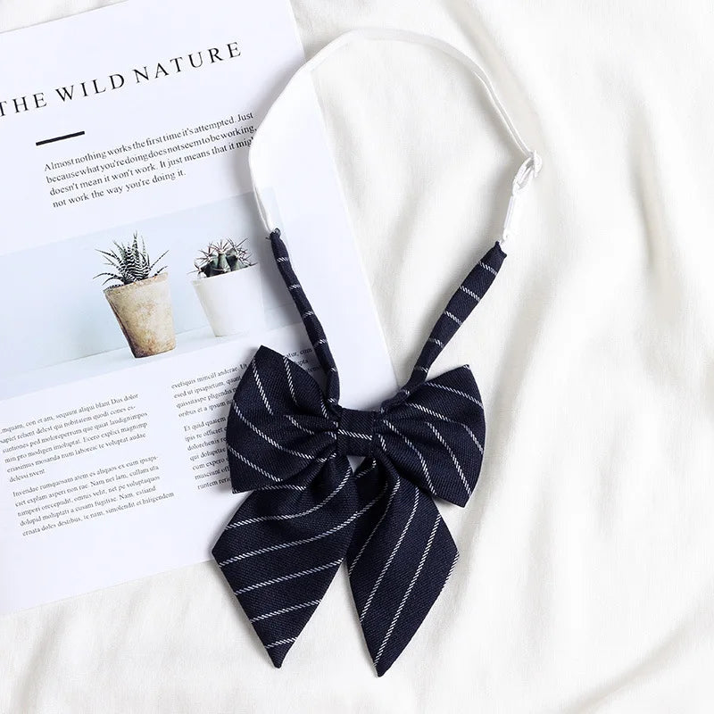 Korean style elegant Ties for men gifts Top clothes accessories Wedding  Black Gray Striped JK Ladies Collar Slim Neck Bow tie