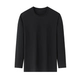 Men's Solid Color round Neck Long Sleeve T-Shirt Cotton Summer Comfortable Breathable Casual Top in Various Colors