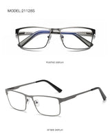 Blue Light Blocking Eye Protection Eyeglasses Men Square Metal Large Frame Reading Spring Leg Elderly Presbyopia Glasses