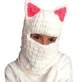 Winter Cartoon Knitting Hat Cute Animal Ear Cosplay Hat Outdoor Sport Hat Woolen Caps Windproof Headwear Balaclava Photo Props