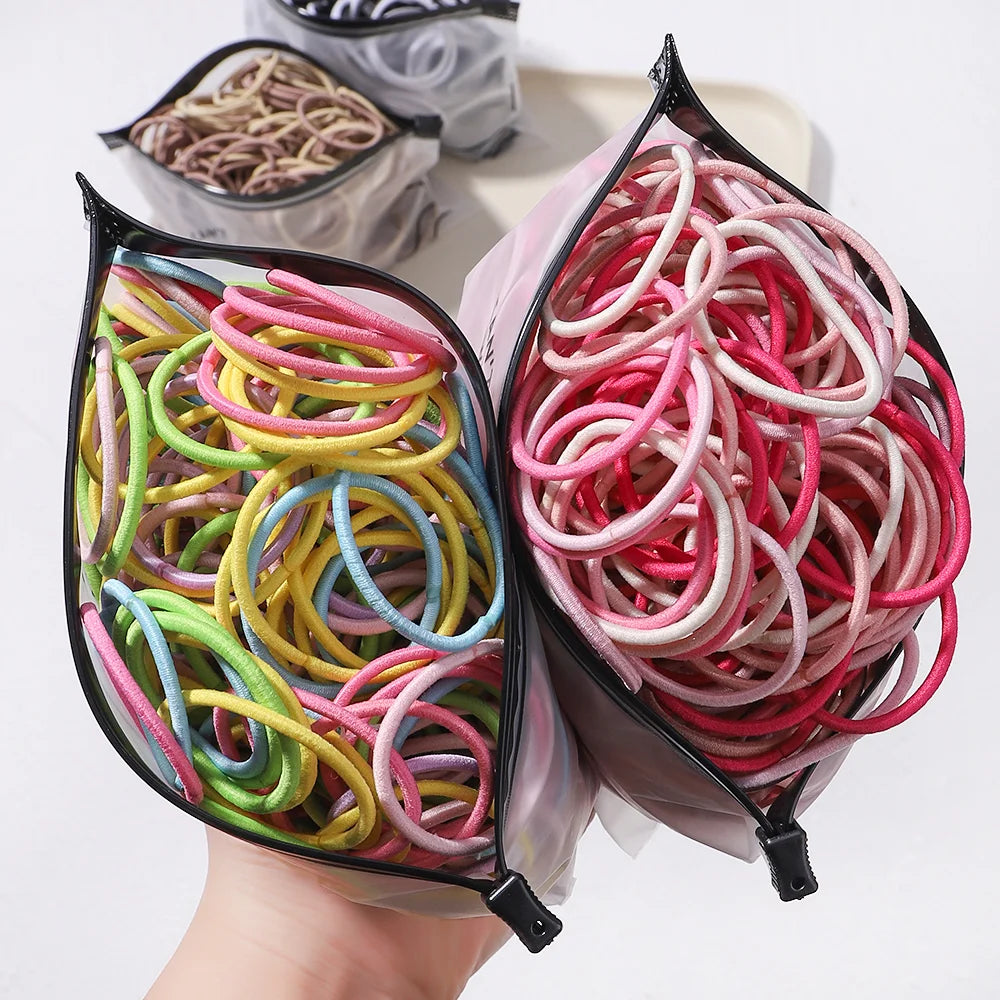 50PCS Macaron Rubber Band Hairband Headband High Elastic Durable Hair Ring Tied High Ponytail Women's Kids Hair Headwear