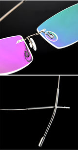 Titanium Alloy Ultra-Elastic Frameless Metal Glasses Frame for Men and Women, Rimless Myopia Prescription Glass Frames FJ868