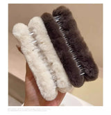 Autumn and winter trend imitation rabbit fur grab clip large square Maillard head shark clip multi-volume hair accessories