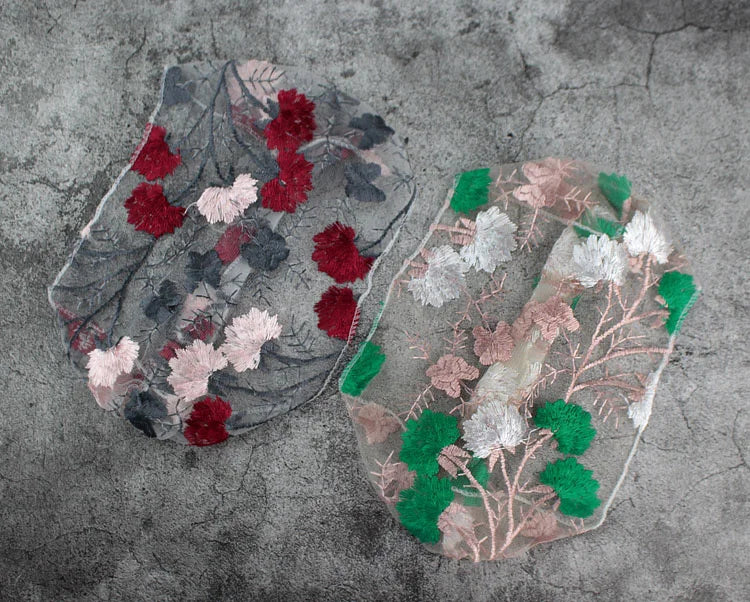 New Wide Headband for Women Ethnic Embroidery Flower Mesh Wide Edge Headbands Hibiscus Mutabilis Lace Bandaba Turban Headwear