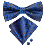 Dropshipping Solid Silk Mens Bow Tie Hanky Cufflinks Set Pre-tied Butterfly Knot Bowtie Wholesale for Male Wedding Business