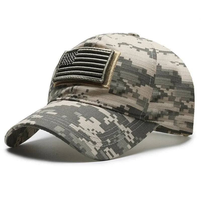 American Flag Camouflage Sticker Embroidered Baseball Cap Net Hat Men's Outdoor Velcro Cap