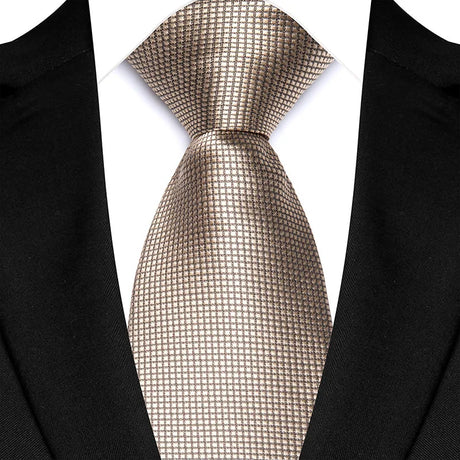 Luxury 8CM Mens Necktie White Beige Color Solid Dot Stripes Tie For Man Groom Jacquard Woven Neck Tie For Business Wedding Party