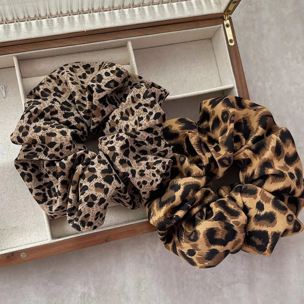 High Elastic Leopard Elastic Hair Bands Simple Vintage Hair Rope Ties Scrunchie Large Headwear Girls Women Hair Accessories