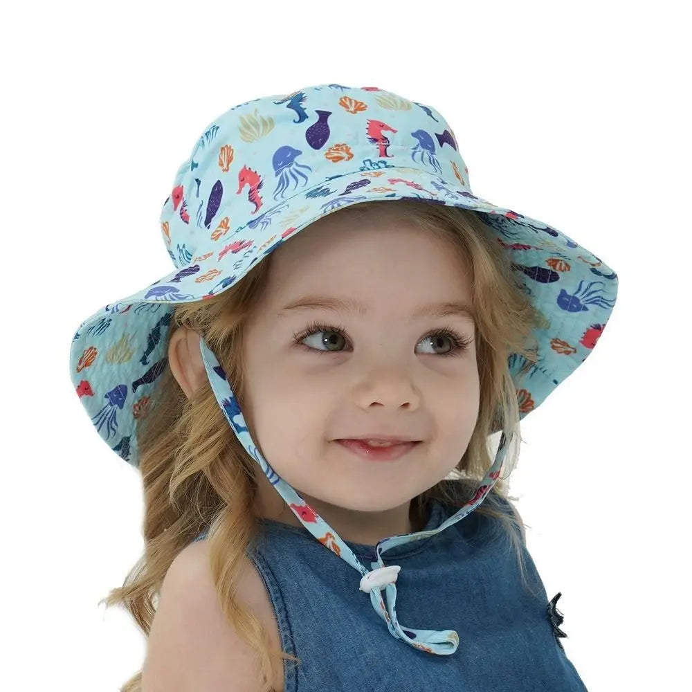 Summer Baby Sun Hat Baby Sun Hat for Girls and Boys Outdoor Neck Ear Cover Anti UV Kids Beach Caps Bucket Cap 0-8 Years