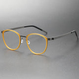 2023 Titanium Glasses Frame for Men Women Vintage Round Myopia Optical Eyewear Screwless Prescription Eyeglasses Frame Spectacle