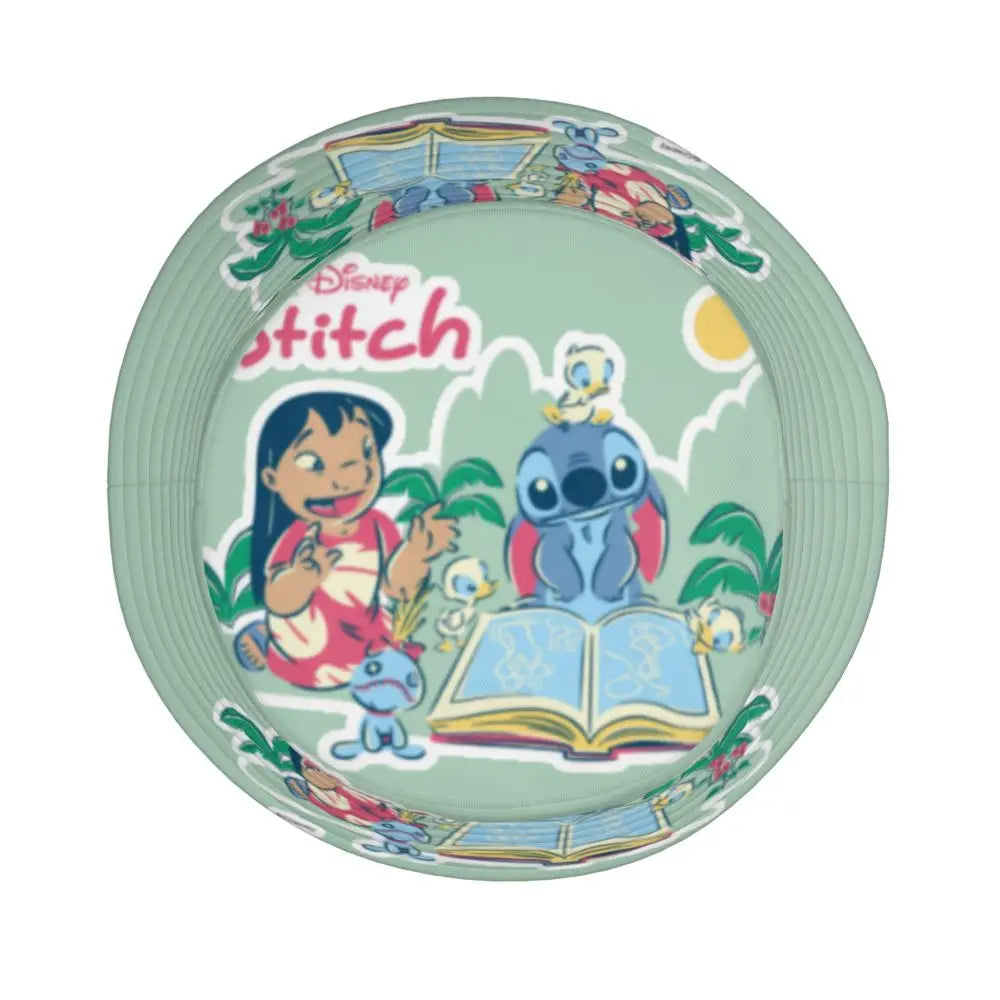 Unisex Kawaii Bucket Hats Funny Stitch Cartoon Accessories Bob Hat For Beach Headwear Lightweight
