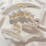 Simulated Pearl Hair Claws for Women Korean Acrylic Hair Clips Girls Large Size Barrette Shark Clip Fashion Hair Accessories