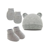 Newborn Hat+Gloves+Socks Set for Baby Boy Girl Cotton Baby Beanie Fall Casual Photography Props Soft Headwear Infant Nightcap