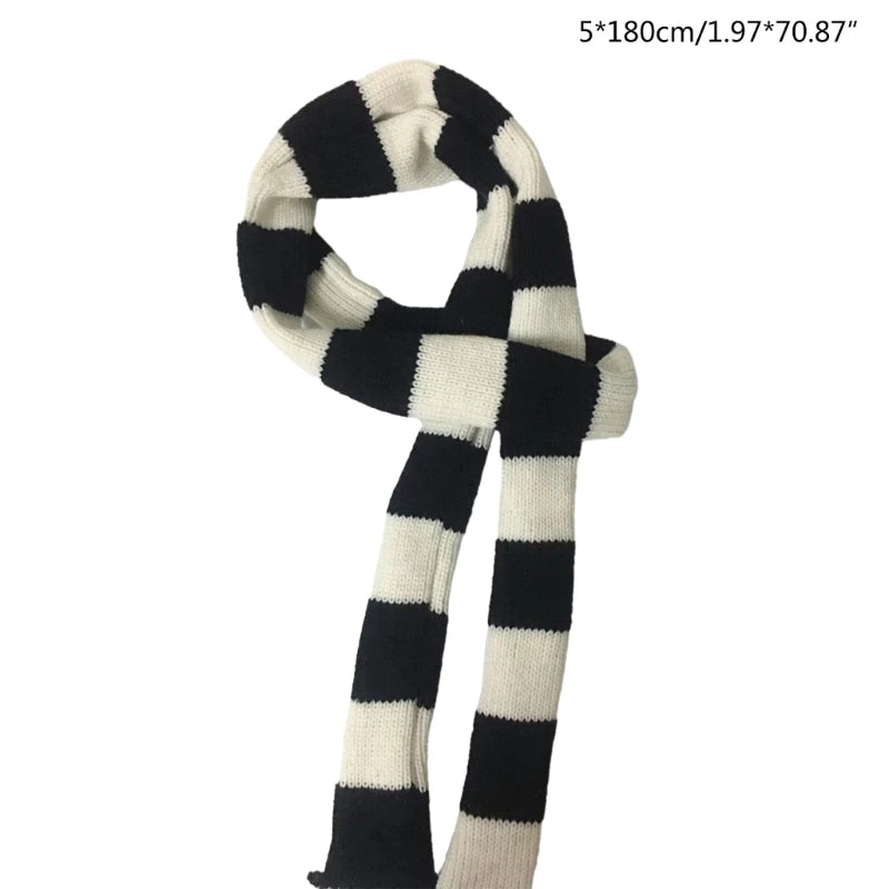 Women Skinny Scarf Thin Stripes Belt Long Tie Scarf Bag Handle Wrap Choker Subculture Scarf for Y2K