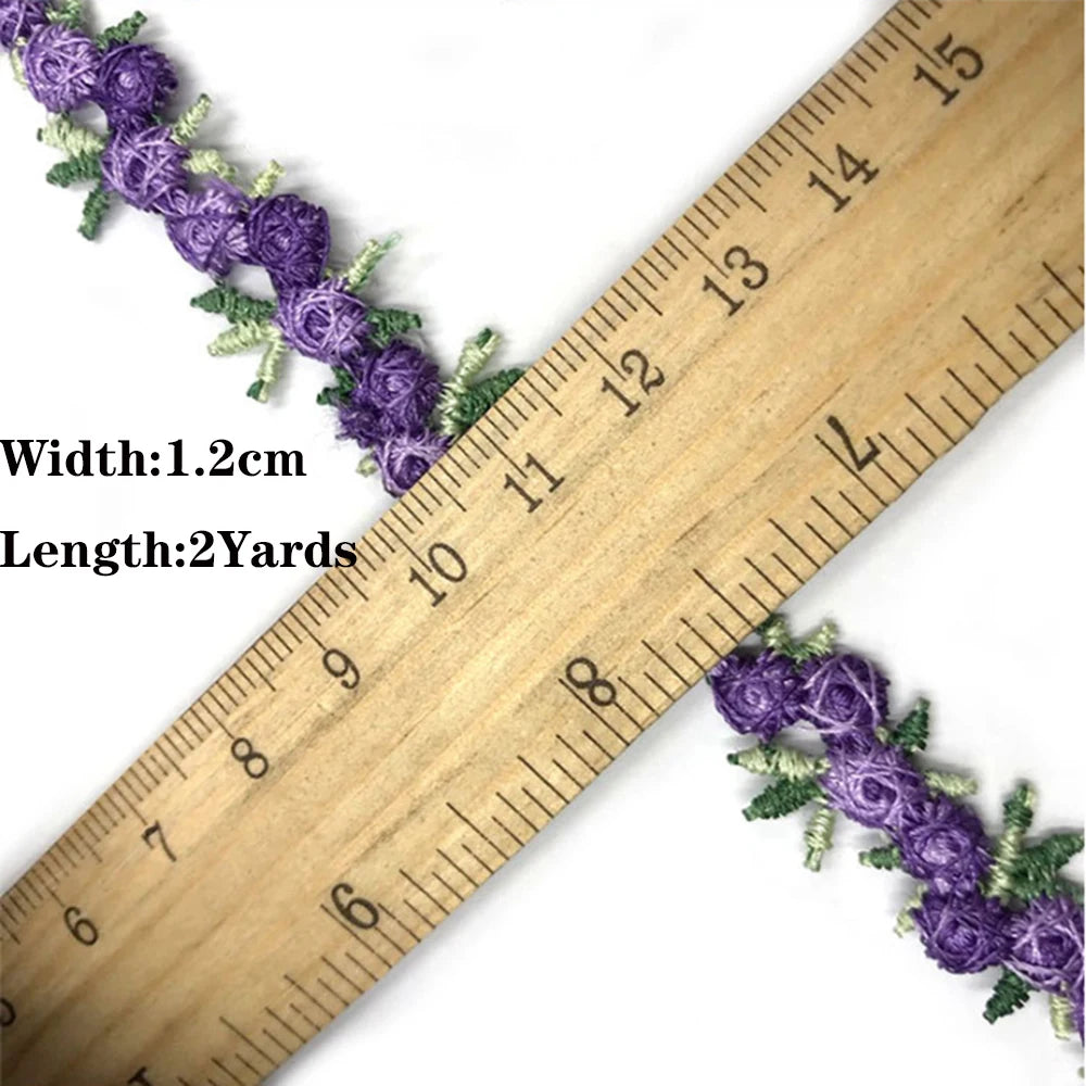 2 Yards/lot Embroidered Flower Lace Trim Wedding Dress Ribbons Fabric Trim DIY Craft Water soluble Sewing Clothes Accessories