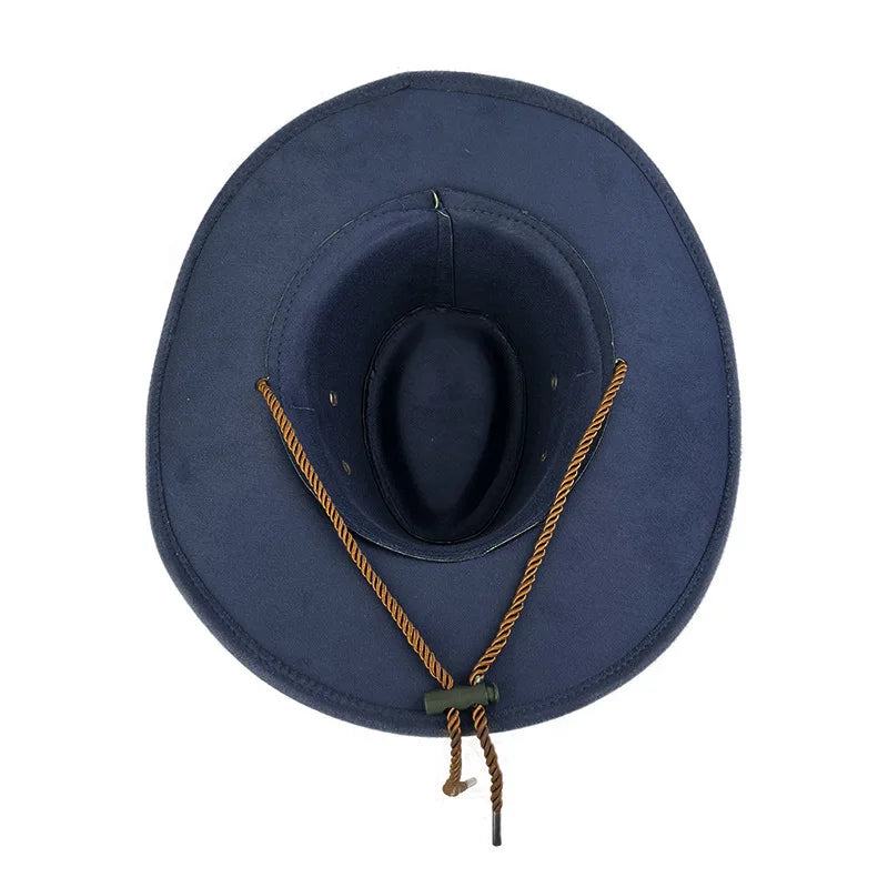 New British Style Jazz Hat Cowboy Hat Western Suede Denim Hat Men's and Women's Ethnic Style Retro Knight Top Hat Wholesale