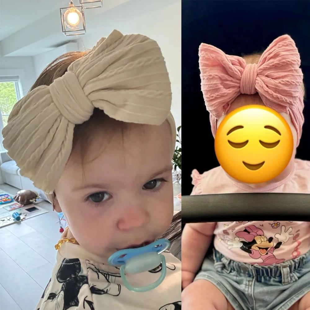 Solid Cable Bow Baby Headband for Child Nylon Layers Headwear Kids Elastic Turban Headwraps Newborn Boys Girls Hair Accessories